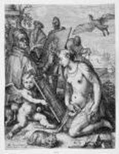 Kupferstich Auf Feinem Butten Mit Fragmentarischem Wasserzeichen Nach by Jan Pietersz. Saenredam