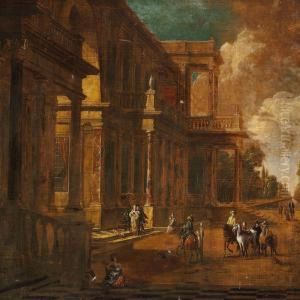 Palace Scenery With Figures by Jacobus Saeys
