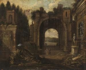 An Architectural Capriccio Of Classical Ruins by Jacobus Saeys