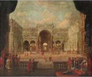 A Palace Capriccio Scene With Esther Before Ahasuerus by Jacobus Saeys