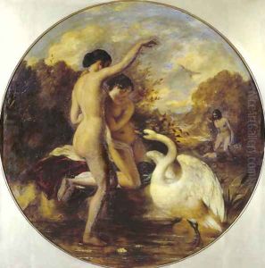 Female Bathers Surprised By A Swan by William Etty