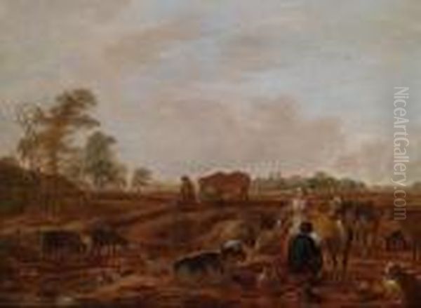 Paesaggio Con Pastori E Animali Al Pascolo - view 1