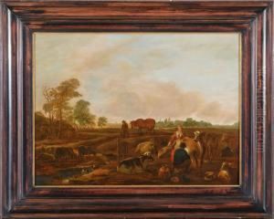 Paesaggio Animato Da Figure Ed Animali by Cornelis Saftleven