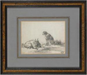 A Dog And A Goat by Cornelis Saftleven