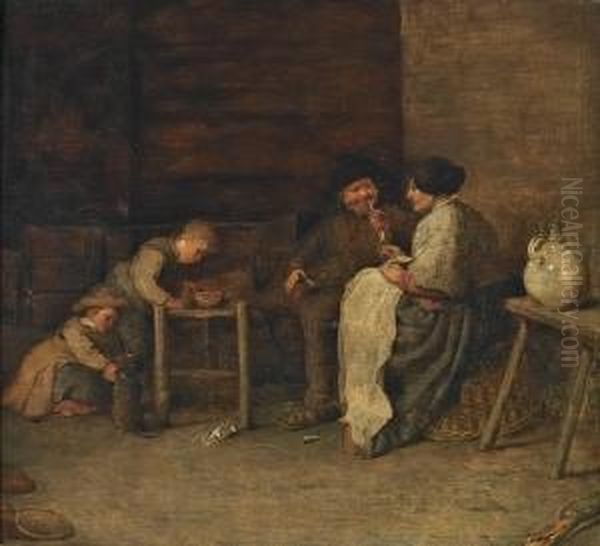Interior With A Family At Evening Time - view 1