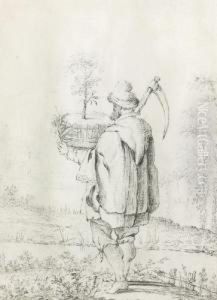 Bauer Mit Sense Und Kleinem Baumchen. by Cornelis Saftleven