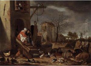 A Farmyard With The Parable Of The Prodigal Son by Cornelis Saftleven