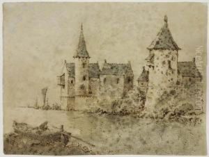 Study Of A Castle On A River Study Of A Castle On A River