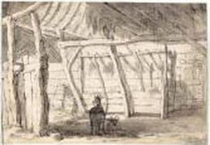 A Barn Interior With Two Goats