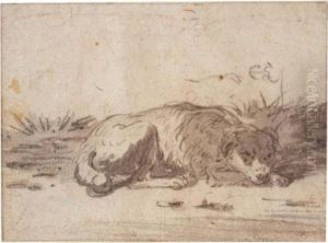 Study Of A Sleeping Dog by Cornelis Saftleven
