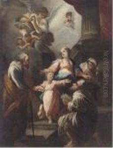 The Holy Family With Saints And Angels by Giovanni Camillo Sagrestani