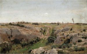 Young Lady In A Landscape by Paul Jean Marie Sain