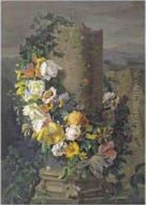 Guirlande De Fleurs Entourant Une Colonne