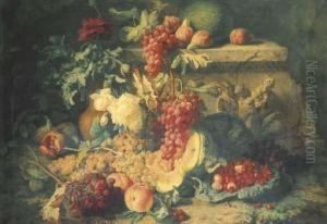 Fruits Sur Une Terrasse Avec Un Bas-relief Representantsilene