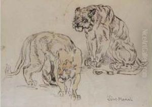 Deux Fauves by Charles Edme Saint-Marcel-Cabin