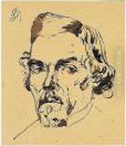 Portrait Of Eugene Delacroix by Charles Edme Saint-Marcel-Cabin