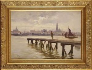 Le Pecheur Sur Le Port D'anvers by Henri Saintin