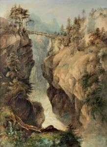 Gebirgslandschaft Mit Bach Und Brucke by Friedrich Salathe