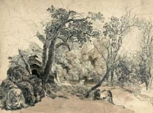 Landschaft Mit Hagar Und Ismael, Der Engel Weist Hagar Die Quelle. by Friedrich Salathe