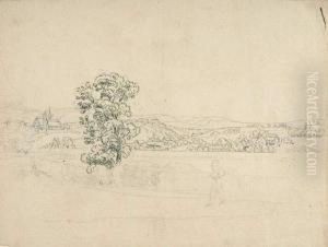 Blick Auf Binningen Bei Basel. by Friedrich Salathe