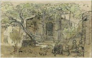 Family In The Garden by Friedrich Salathe