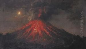 The Eruption Of Mt. Merapi At Night, Java