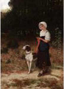 Peasant Girl With Her Pet by Hubert Salentin