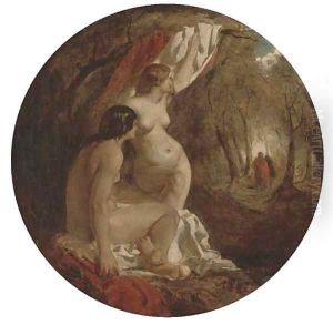 Two female nudes in a wood by William Etty