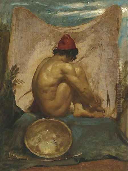 A Seated Tajik In An Interior With His Shield And Scabbard At His Side - view 1