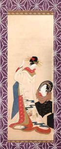 Beauty at her toilette by Chobunsai Eishi