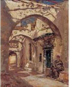 " Personnage Dans Une Ruelle, Tunisie ". by Fernand Salkin