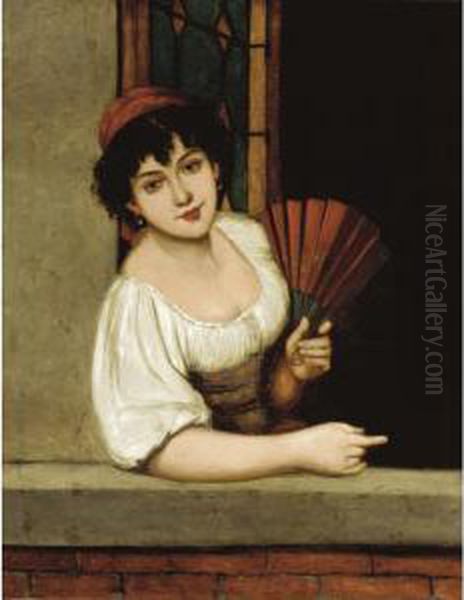 A Young Girl With A Hand Fan - view 1