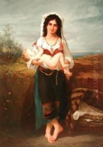 Contadina Con Bimbo by Jules Salles-Wagner