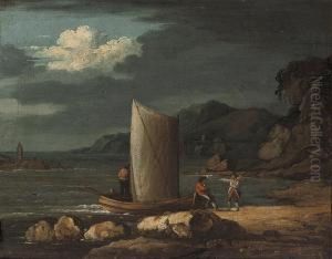 Fishermen Gossiping On The Foreshore by Robert Salmon