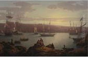 Royal Naval Vessels Off Pembroke Dock, Milford Haven by Robert Salmon