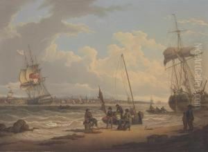 A View Of Liverpool Seen From The Wallasey Foreshore by Robert Salmon