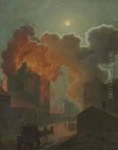 A Fire In Boston By Moonlight by Robert Salmon