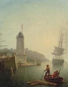 A Trading Brig Aground Off The North Shields Lighthouse,tynemouth