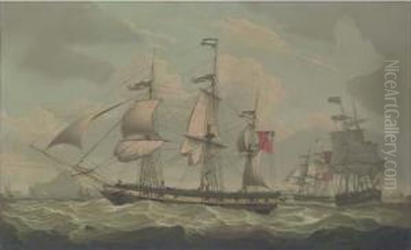 A Ship In Four Positions In The Clyde With A View Of Arran Off Tothe Left - view 1