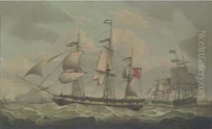 A Ship In Four Positions In The Clyde With A View Of Arran Off Tothe Left