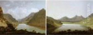 View Of Capel Curig, Looking
Towards Mount Snowdon; And A View Near Castle Dolbadarn, With Llyn
Padarn And Llyn Peris by Robert Salmon