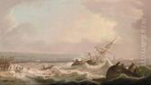 A Swedish Vessel In Distress Off Shields
Signed And Numbered 'r.s 0801' (lower Left) - view 1