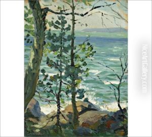 Shore, Oil On Cardboard by Santeri Salokivi
