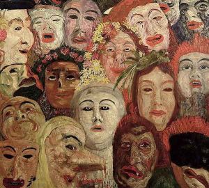 My Portrait Surrounded by Masks (detail 2), 1899 by James Ensor