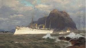 The Kaiser's Yacht Hohenzollern Under Escort On A Summer Cruise In Northern Waters