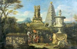 Alexandre Le Grand Faisant Des 
Libations Devant La Tombe D'achilleet Le Trophee De Marius