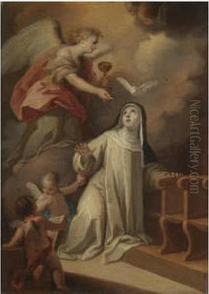 Saint Catherine Of Siena Receiving Holy Communion From An Angel - view 1