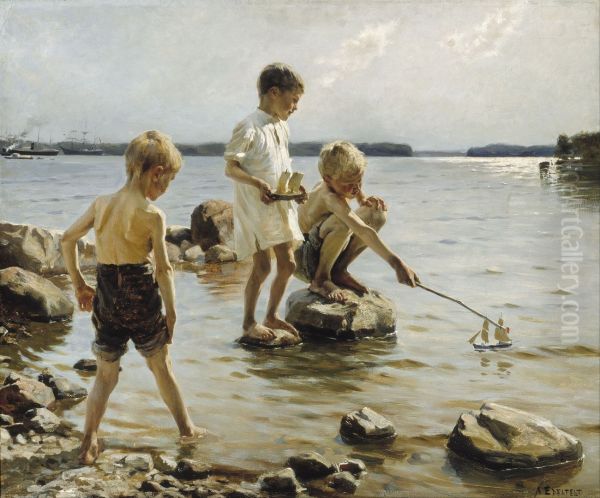 Boys Playing at the Beach - view 1