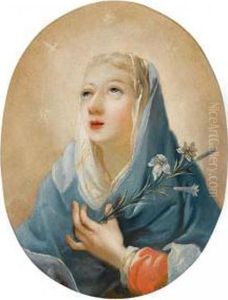 The Madonna Holding A Lily by Mariano Salvador Maella