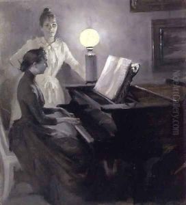 At the Piano by Albert Edelfelt